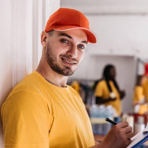 Volunteer in safety vest